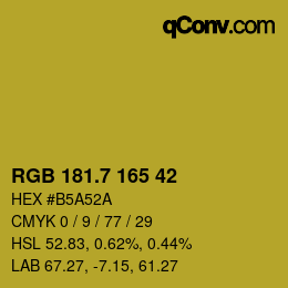 カラーコード: RGB 181.7 165 42 | qconv.com