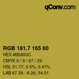 カラーコード: RGB 181.7 165 60 | qconv.com