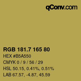 カラーコード: RGB 181.7 165 80 | qconv.com