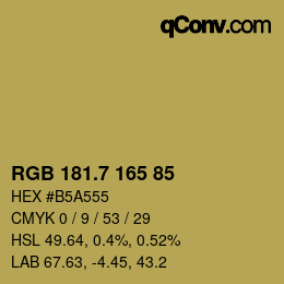 カラーコード: RGB 181.7 165 85 | qconv.com