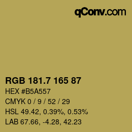 カラーコード: RGB 181.7 165 87 | qconv.com