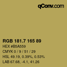 カラーコード: RGB 181.7 165 89 | qconv.com