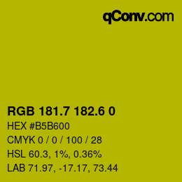 カラーコード: RGB 181.7 182.6 0 | qconv.com