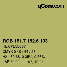 カラーコード: RGB 181.7 182.6 103 | qconv.com