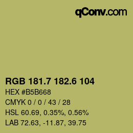 カラーコード: RGB 181.7 182.6 104 | qconv.com