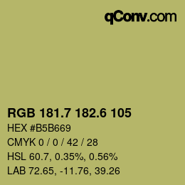 カラーコード: RGB 181.7 182.6 105 | qconv.com