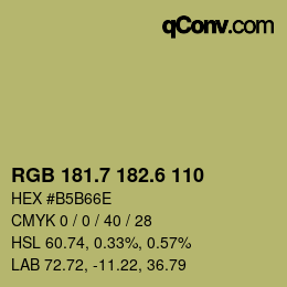 カラーコード: RGB 181.7 182.6 110 | qconv.com