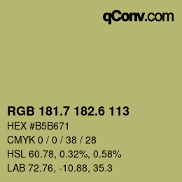 カラーコード: RGB 181.7 182.6 113 | qconv.com