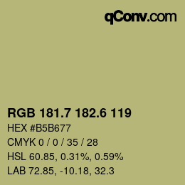 カラーコード: RGB 181.7 182.6 119 | qconv.com
