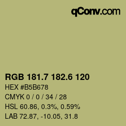 カラーコード: RGB 181.7 182.6 120 | qconv.com