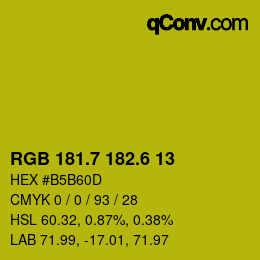 カラーコード: RGB 181.7 182.6 13 | qconv.com