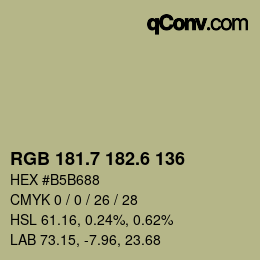 カラーコード: RGB 181.7 182.6 136 | qconv.com