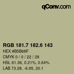 カラーコード: RGB 181.7 182.6 143 | qconv.com