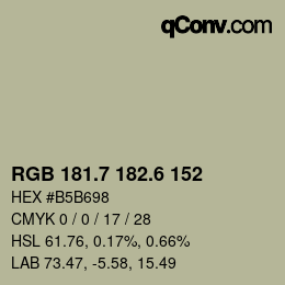 カラーコード: RGB 181.7 182.6 152 | qconv.com