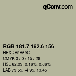 カラーコード: RGB 181.7 182.6 156 | qconv.com