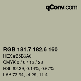 カラーコード: RGB 181.7 182.6 160 | qconv.com