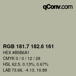 カラーコード: RGB 181.7 182.6 161 | qconv.com