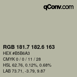 カラーコード: RGB 181.7 182.6 163 | qconv.com