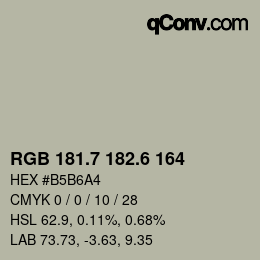カラーコード: RGB 181.7 182.6 164 | qconv.com