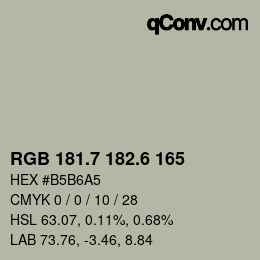 カラーコード: RGB 181.7 182.6 165 | qconv.com