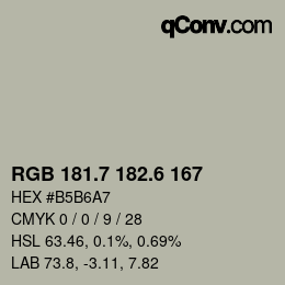 カラーコード: RGB 181.7 182.6 167 | qconv.com