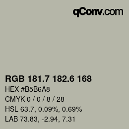 カラーコード: RGB 181.7 182.6 168 | qconv.com