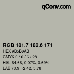カラーコード: RGB 181.7 182.6 171 | qconv.com
