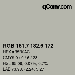 カラーコード: RGB 181.7 182.6 172 | qconv.com