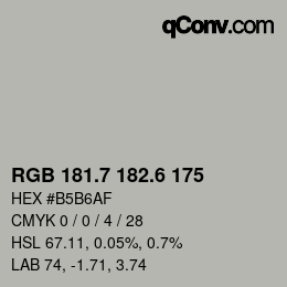カラーコード: RGB 181.7 182.6 175 | qconv.com