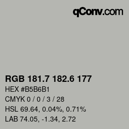 カラーコード: RGB 181.7 182.6 177 | qconv.com