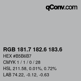 カラーコード: RGB 181.7 182.6 183.6 | qconv.com