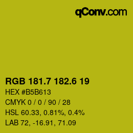 カラーコード: RGB 181.7 182.6 19 | qconv.com