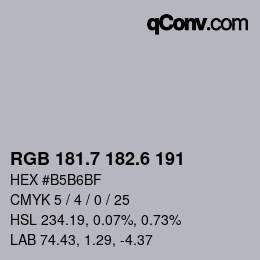カラーコード: RGB 181.7 182.6 191 | qconv.com