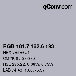 カラーコード: RGB 181.7 182.6 193 | qconv.com