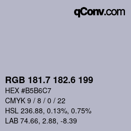 カラーコード: RGB 181.7 182.6 199 | qconv.com