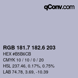 カラーコード: RGB 181.7 182.6 203 | qconv.com