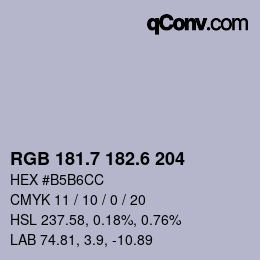 カラーコード: RGB 181.7 182.6 204 | qconv.com