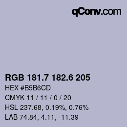 カラーコード: RGB 181.7 182.6 205 | qconv.com