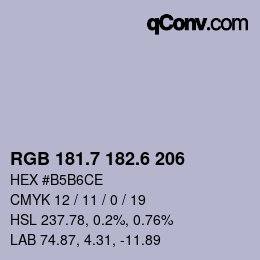 カラーコード: RGB 181.7 182.6 206 | qconv.com