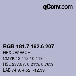 カラーコード: RGB 181.7 182.6 207 | qconv.com