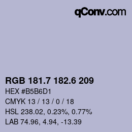 カラーコード: RGB 181.7 182.6 209 | qconv.com