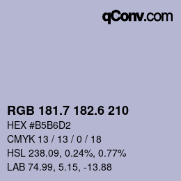 カラーコード: RGB 181.7 182.6 210 | qconv.com