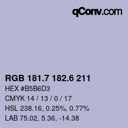 カラーコード: RGB 181.7 182.6 211 | qconv.com