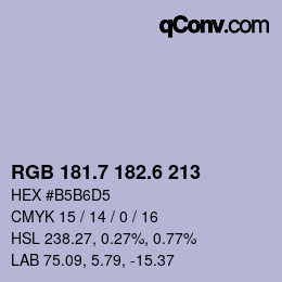 カラーコード: RGB 181.7 182.6 213 | qconv.com