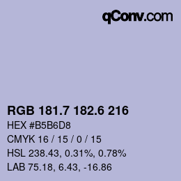 カラーコード: RGB 181.7 182.6 216 | qconv.com