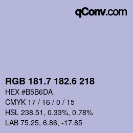 カラーコード: RGB 181.7 182.6 218 | qconv.com