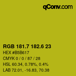 カラーコード: RGB 181.7 182.6 23 | qconv.com