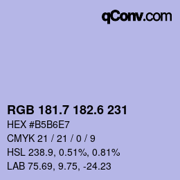 カラーコード: RGB 181.7 182.6 231 | qconv.com