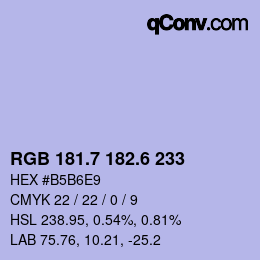 カラーコード: RGB 181.7 182.6 233 | qconv.com