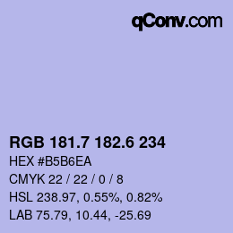 カラーコード: RGB 181.7 182.6 234 | qconv.com